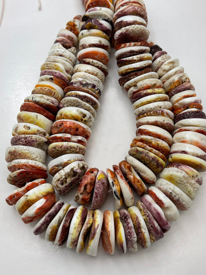 AAA Natural spiny oyster shell Graduated shape. High polished spiny oyster shell necklaces bead. White, Red, Orange yellow Natural color