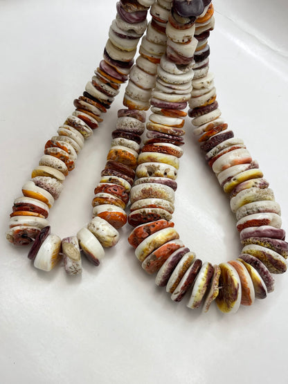 AAA Natural spiny oyster shell Graduated shape. High polished spiny oyster shell necklaces bead. White, Red, Orange yellow Natural color