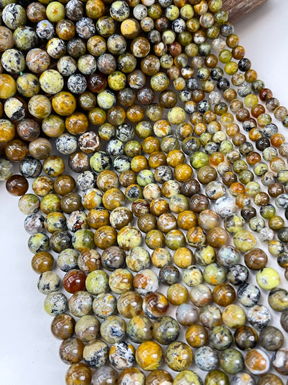 AAA Natural green opal stone bead Round bead, Natural multi-color green, yellow brown Opal gemstone. Nice quality. Full strand 15.5”