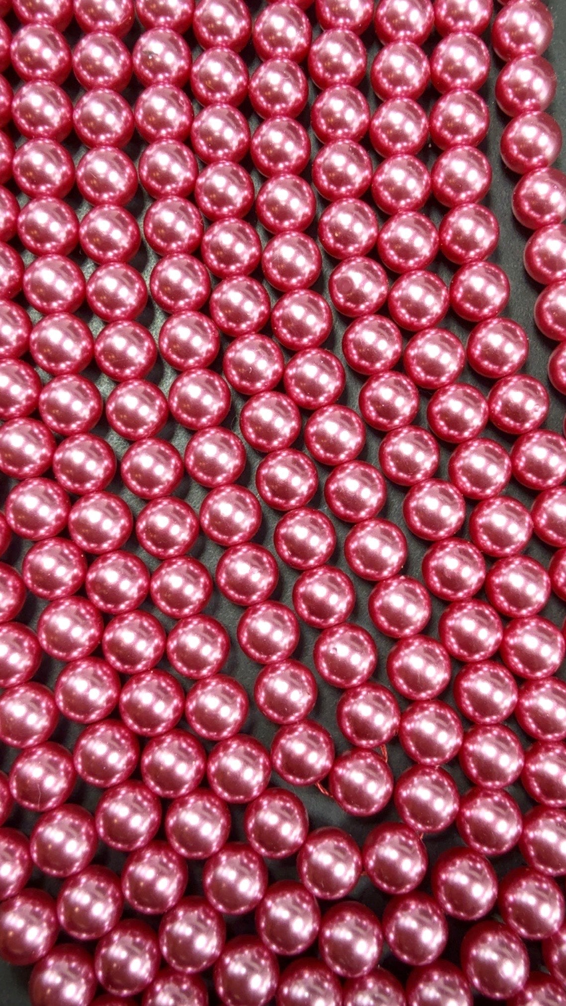 Chinese Swarovski Pearl Crystal Beads 8mm 10mm 12mm Smooth Round Bead, Beautiful Rose Pink Swarovski Crystal Pearl  15.5"