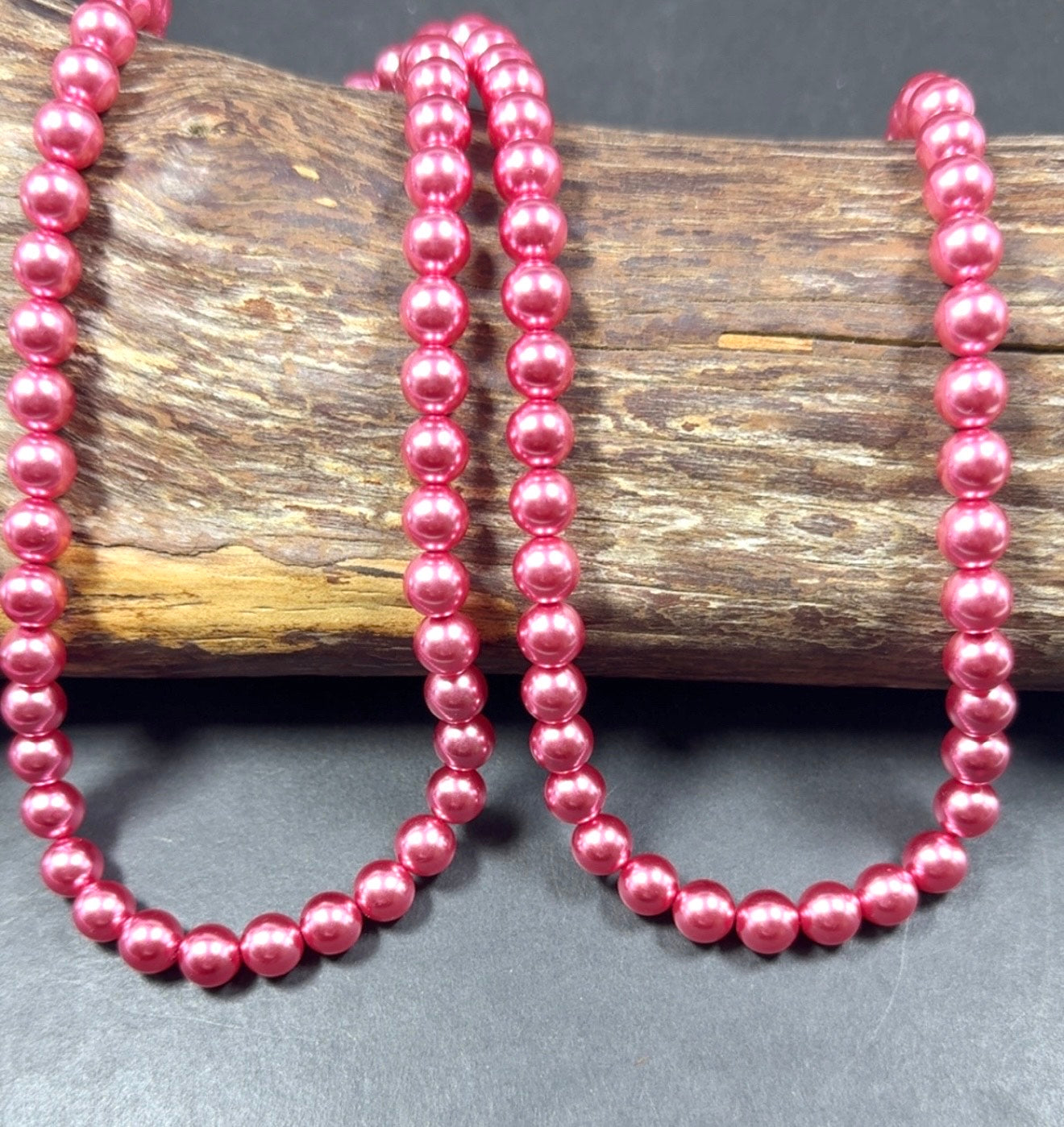 Chinese Swarovski Pearl Crystal Beads 8mm 10mm 12mm Smooth Round Bead, Beautiful Rose Pink Swarovski Crystal Pearl  15.5"