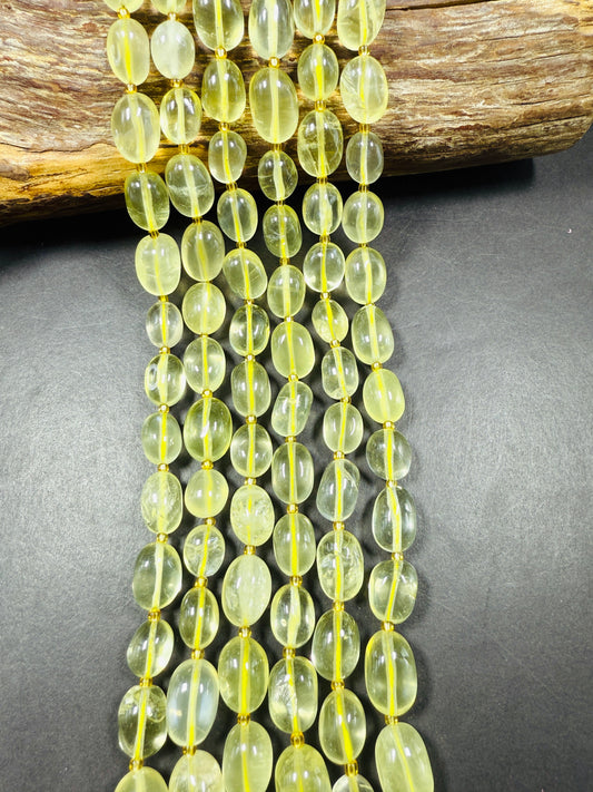 NATURAL Lemon Quartz Gemstone Bead 16x12mm Oval Shape, Beautiful Lemon Yellow Color Quartz Gemstone Bead Great Quality 15.5"