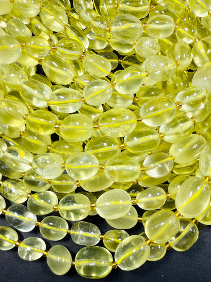 NATURAL Lemon Quartz Gemstone Bead 16x12mm Oval Shape, Beautiful Lemon Yellow Color Quartz Gemstone Bead Great Quality 15.5"