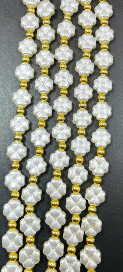 Chinese Swarovski Pearl Crystal Clover Leaf Shape Beads, Beautiful White Swarovski Crystal Pearl  7.5"
