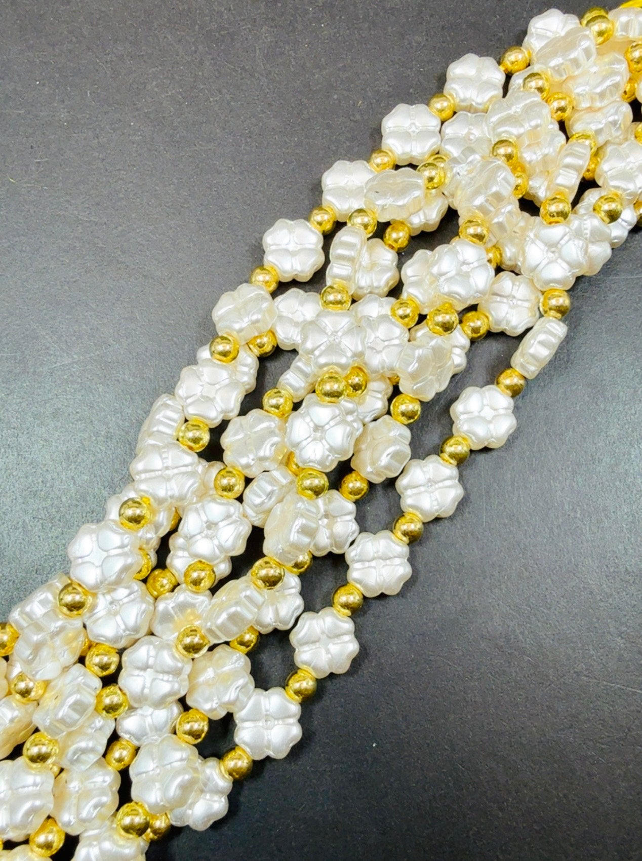 Chinese Swarovski Pearl Crystal Clover Leaf Shape Beads, Beautiful White Swarovski Crystal Pearl  7.5"