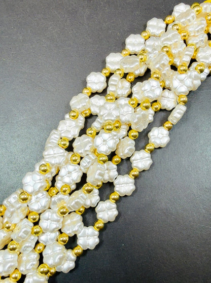 Chinese Swarovski Pearl Crystal Clover Leaf Shape Beads, Beautiful White Swarovski Crystal Pearl  7.5"
