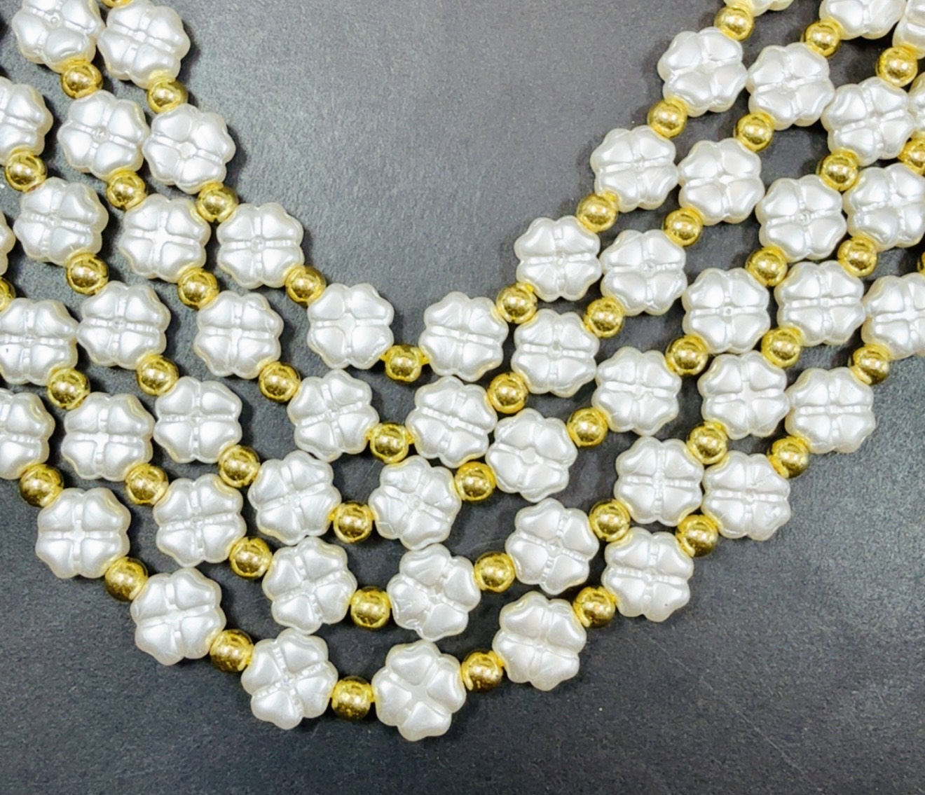 Chinese Swarovski Pearl Crystal Clover Leaf Shape Beads, Beautiful White Swarovski Crystal Pearl  7.5"