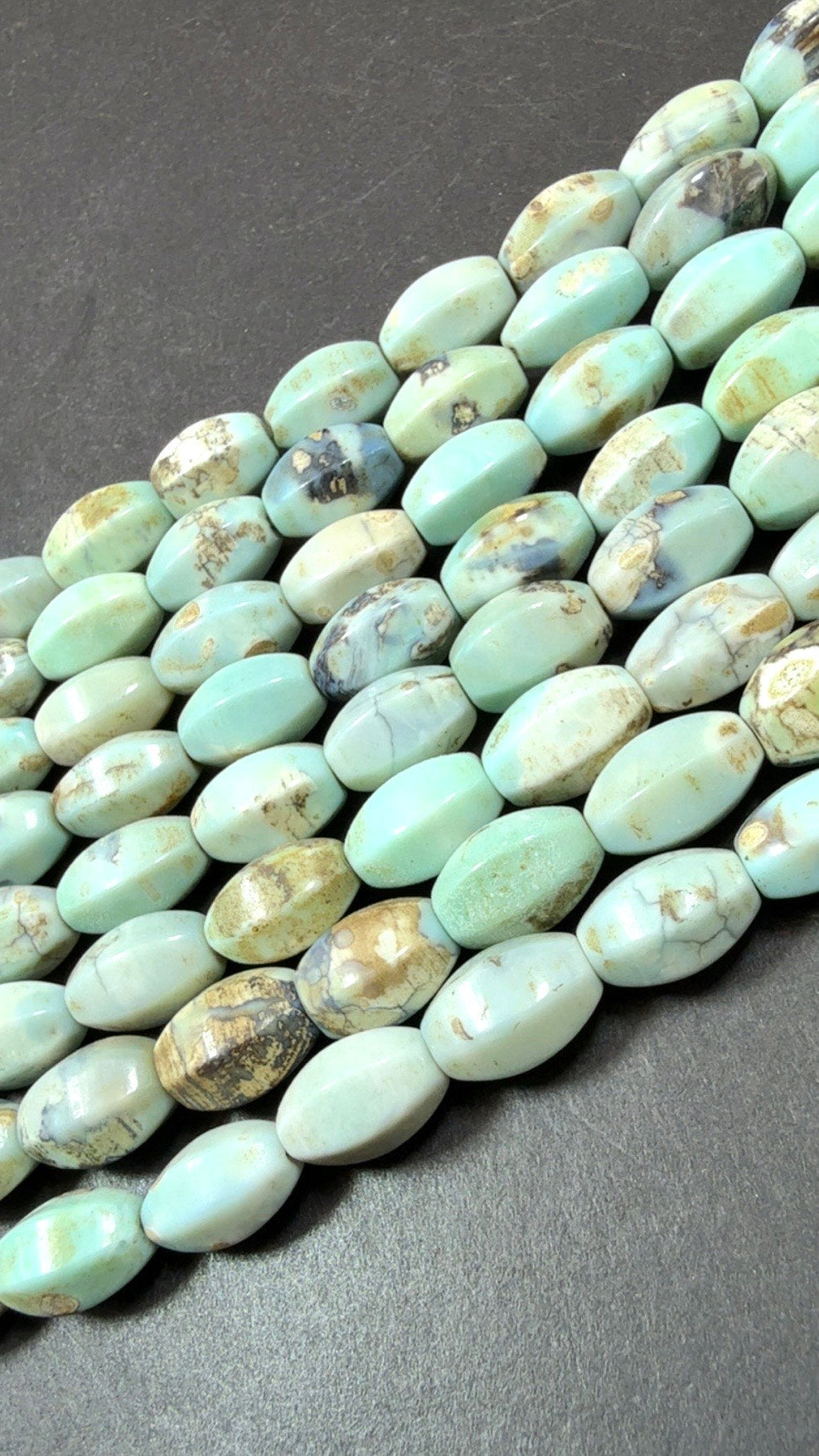 NATURAL Gemstone Dragon Skin Agate, Faceted Curve Tube Shape, Blue Brown Earthy Color. Full Strand 15', Great for Jewelry Making!