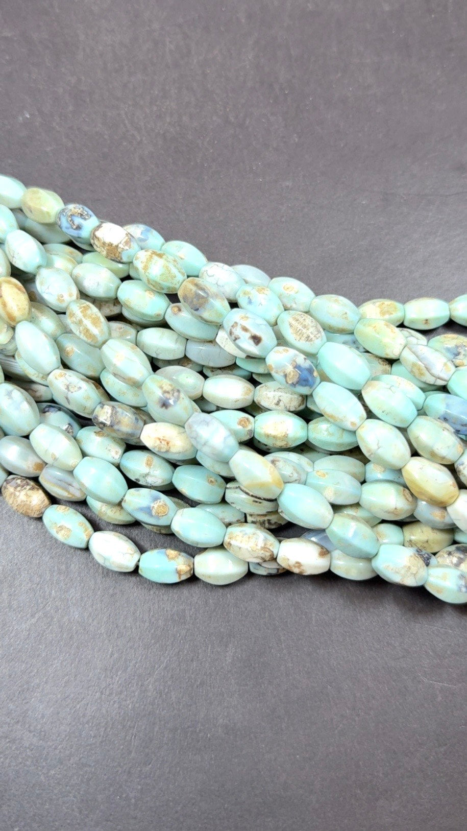 NATURAL Gemstone Dragon Skin Agate, Faceted Curve Tube Shape, Blue Brown Earthy Color. Full Strand 15', Great for Jewelry Making!