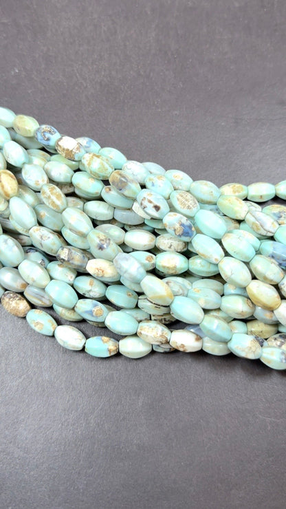 NATURAL Gemstone Dragon Skin Agate, Faceted Curve Tube Shape, Blue Brown Earthy Color. Full Strand 15', Great for Jewelry Making!