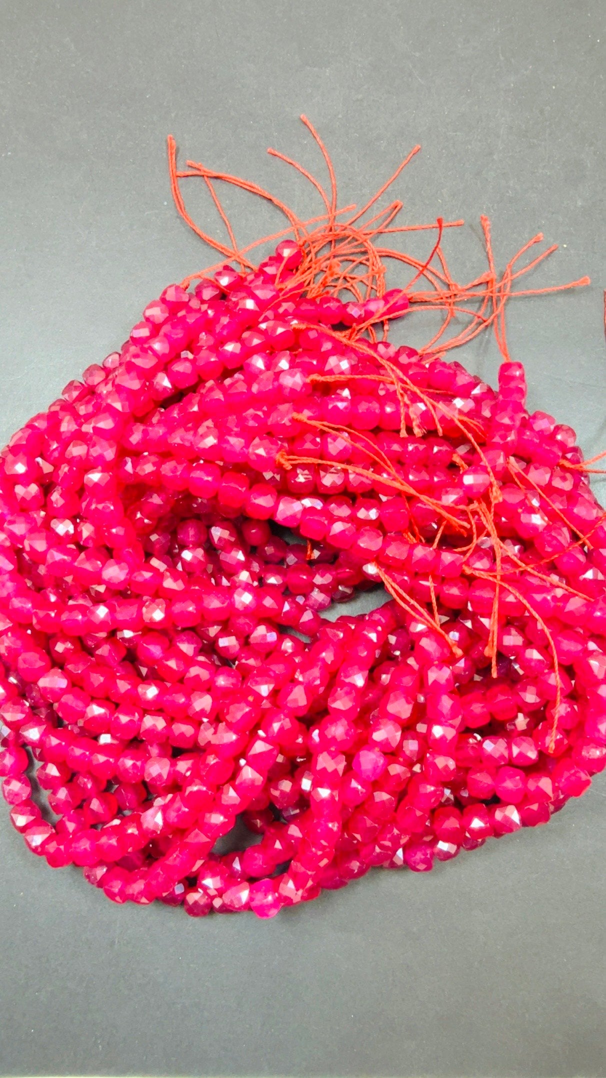 Natural Ruby jade bead . Faceted 6mm cube shape bead. Beautiful natural Hot Pink Ruby Color. Full strand 15.5”
