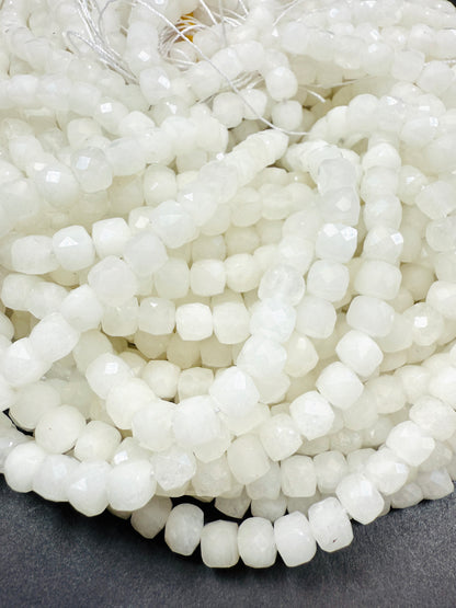 AAA Natural White Moonstone jade bead . Faceted 6mm cube shape bead. Beautiful natural white moonstone . Full strand 15.5”
