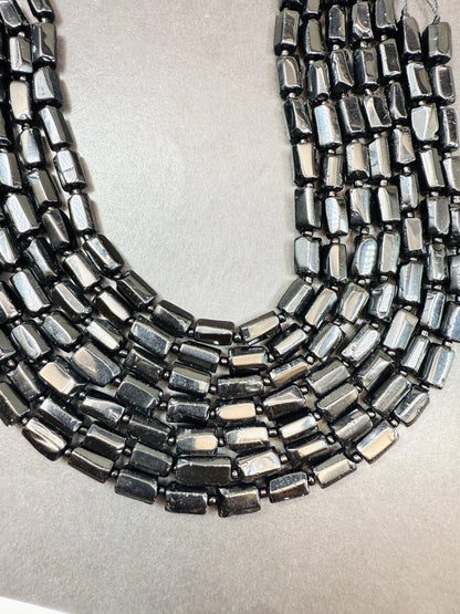 AAA natural black tourmaline tube beads. Natural black Gemstone beads 7mm. Bead strand 15.5”