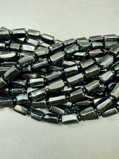 AAA natural black tourmaline tube beads. Natural black Gemstone beads 7mm. Bead strand 15.5”