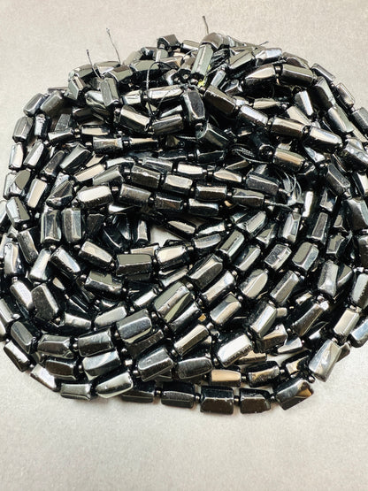 AAA natural black tourmaline tube beads. Natural black Gemstone beads 7mm. Bead strand 15.5”