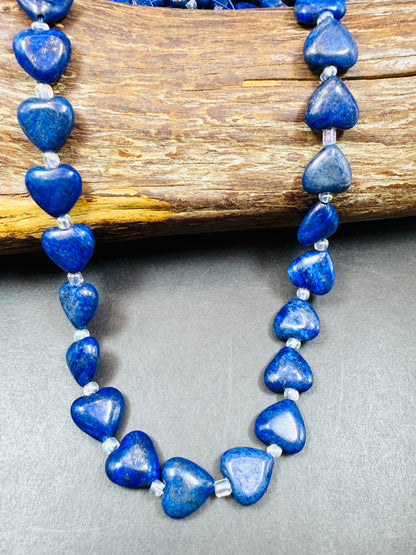 AAA Natural Lapis Lazuli Heart Shape Bead, Beautiful Natural Royal Blue Color Lapis Lazuli, 15mm. Excellent Quality 15.5"