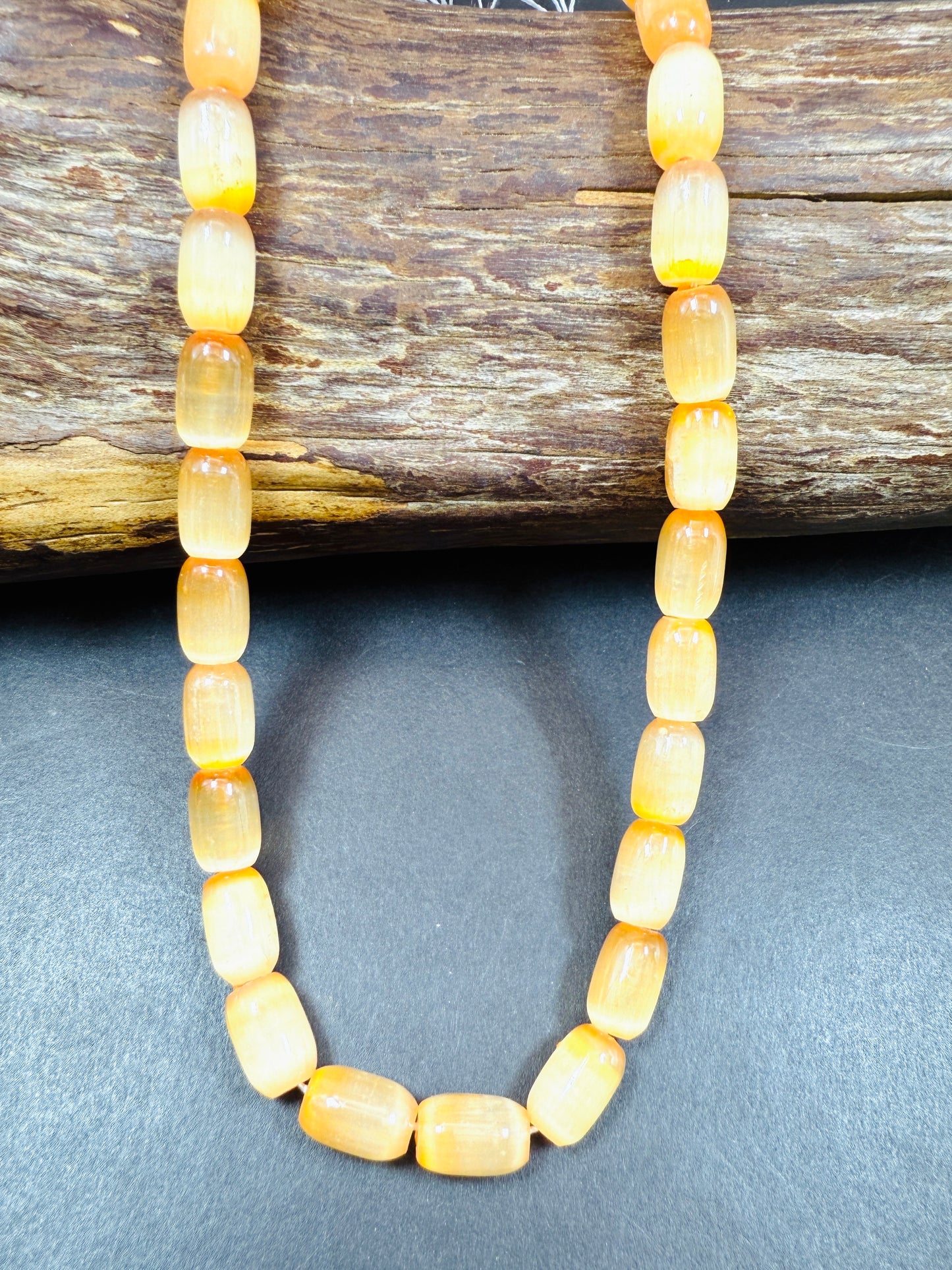 Natural Orange Selenite Gemstone Bead 12x8mm Tube Shape Bead, Beautiful Orange Color Selenite Beads, Great Quality Full Strand 15.5"