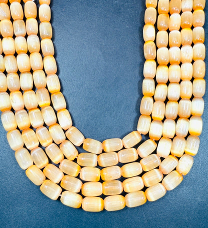 Natural Orange Selenite Gemstone Bead 12x8mm Tube Shape Bead, Beautiful Orange Color Selenite Beads, Great Quality Full Strand 15.5"