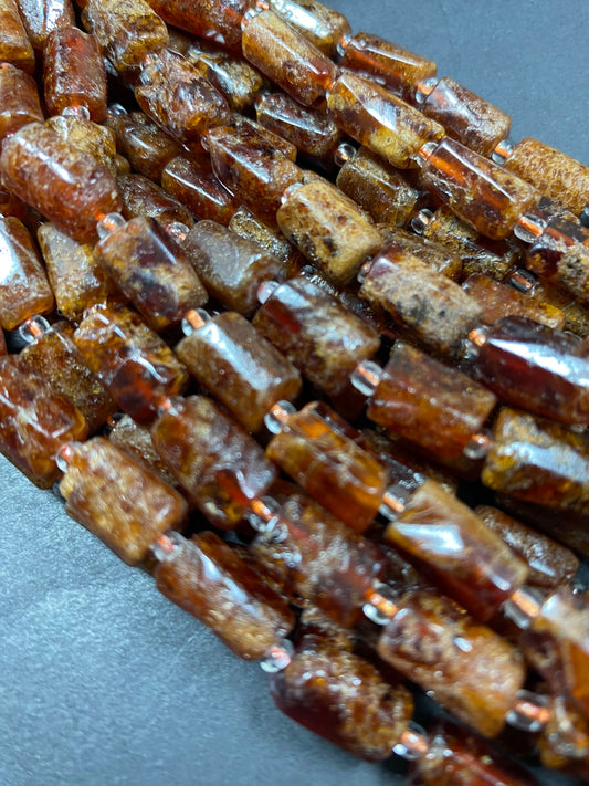 AAA Natural orange garnet gemstone bead. 12x7mm tuba shape bead. Gorgeous natural orange  color  gemstone. High quality gemstone!