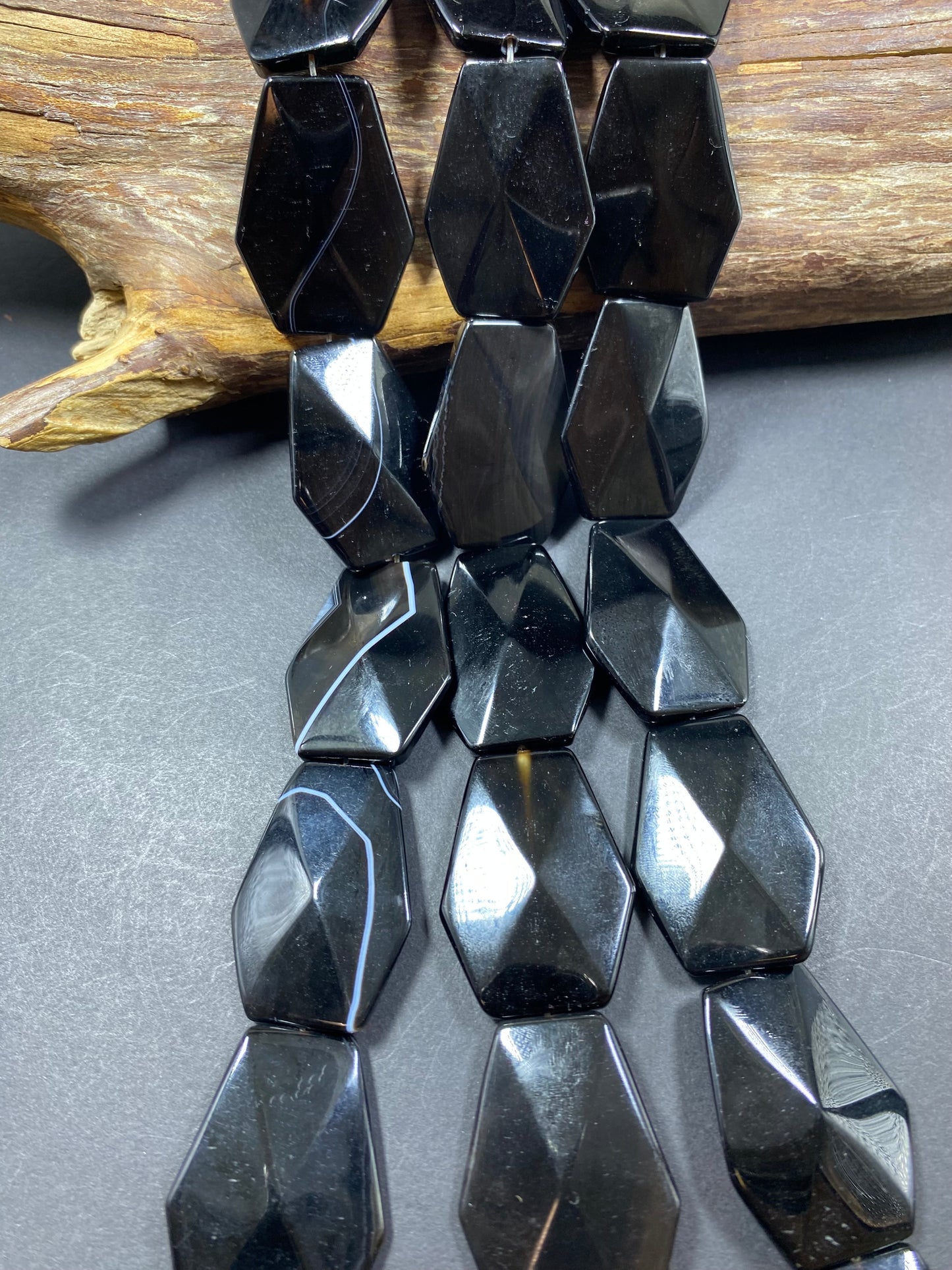 AAA Natural black Agate bead 29x39mm. Natural gemstone agate beads. Great for jewelry making ! 15.5''