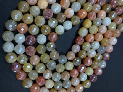 Mystic Yellow Brown Golden Jade Gemstone Beads 6mm, 8mm, 10mm.Faceted Round Beads, Beautiful Bead, Great Quality Bead! Full Length 15"