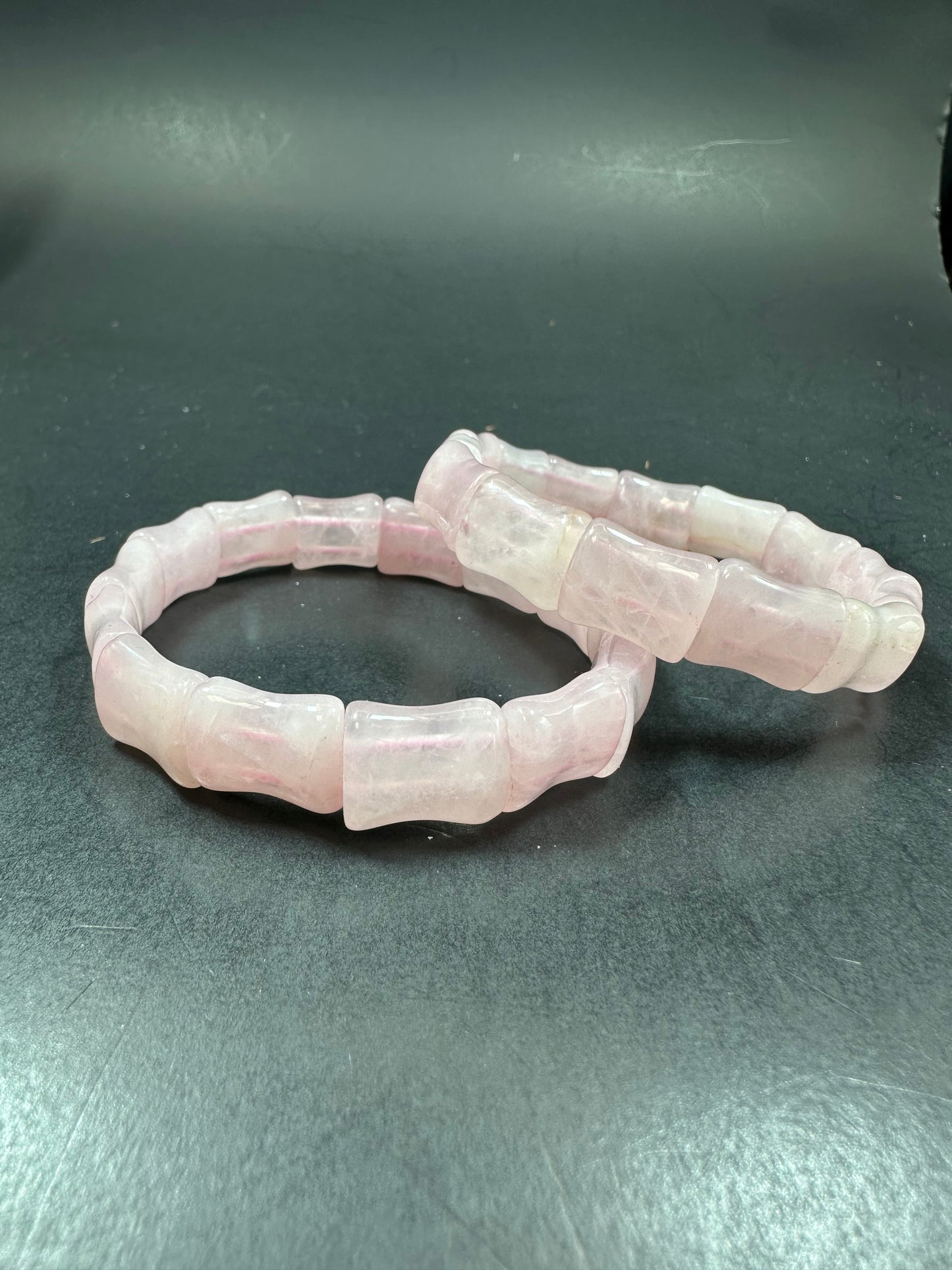 Natural Rose Quartz Bangle Rectangle & Hourglass Shape Gemstone Bracelet. Gorgeous Rose Quartz Gemstone Beaded Bracelet