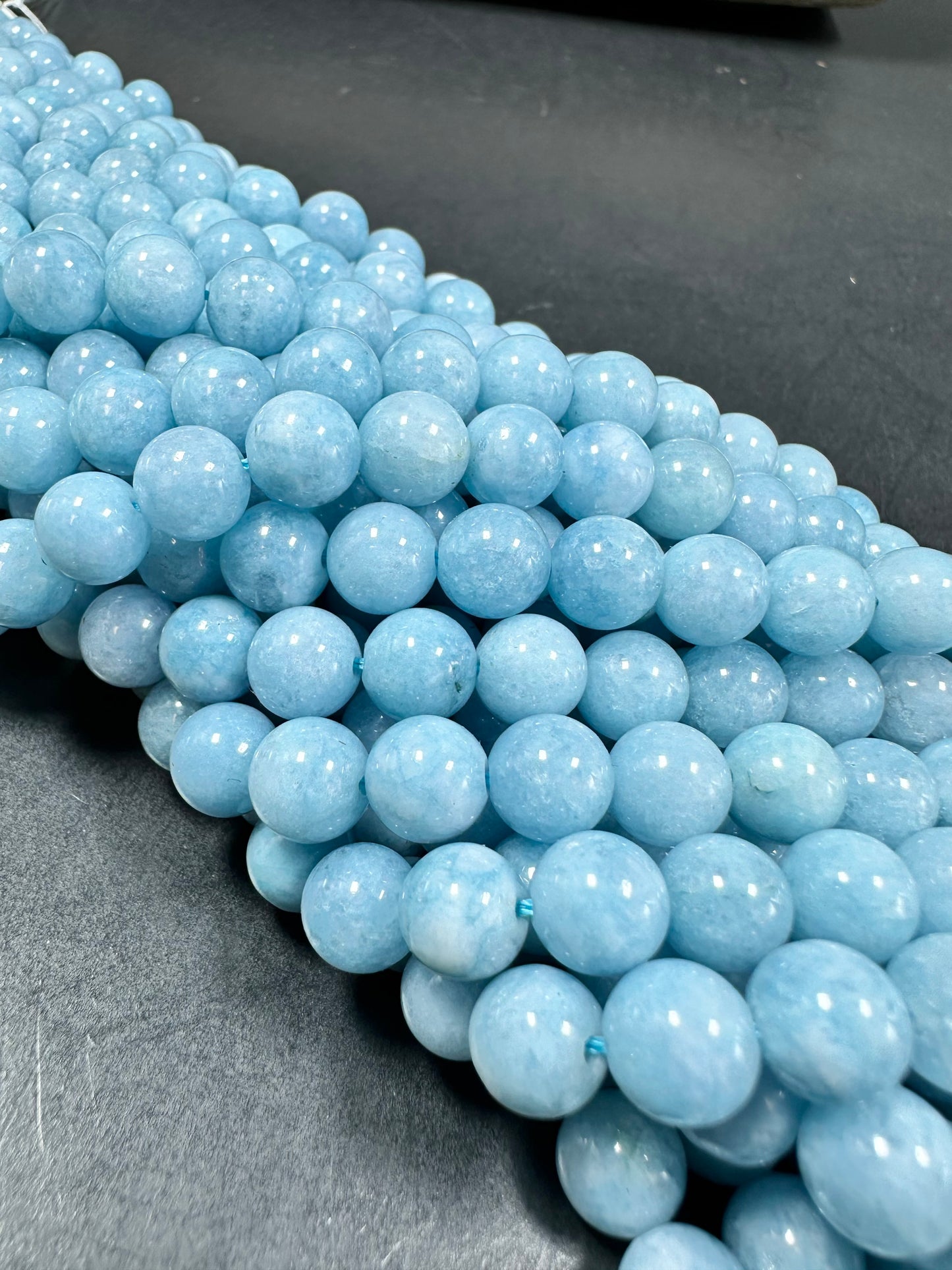 NATURAL Aquamarine Quartz Gemstone Round 8mm Beads. Amazing Blue Color Loose Beads, Excellent Quality Gemstone Beads Full Strand 15.5"