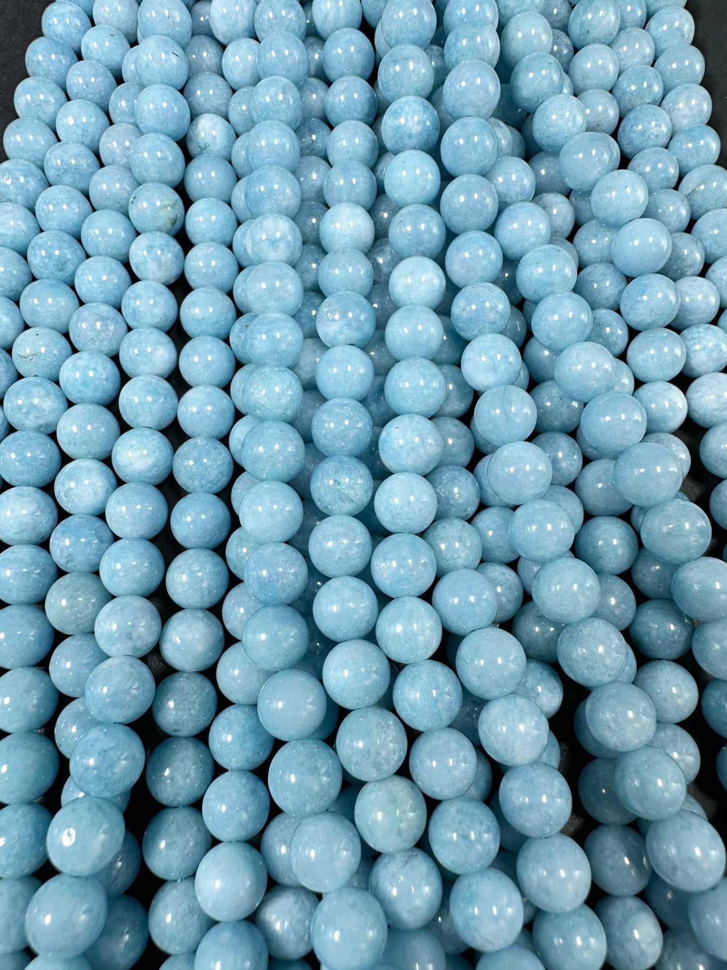 NATURAL Aquamarine Quartz Gemstone Round 8mm Beads. Amazing Blue Color Loose Beads, Excellent Quality Gemstone Beads Full Strand 15.5"