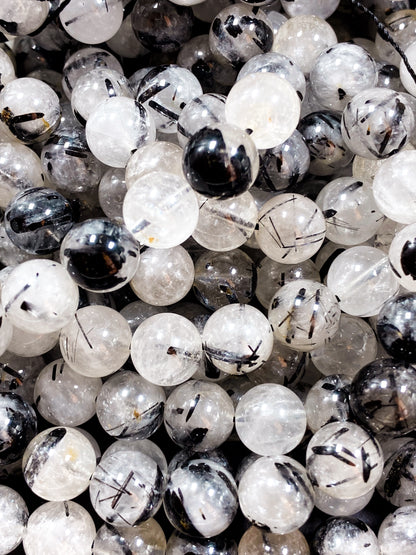 AAA Natural Clear Rutilated Quartz 4-5mm 6mm 8mm 10mm Round Beads, Natural Clear Rutilated Quartz Excellent Quality