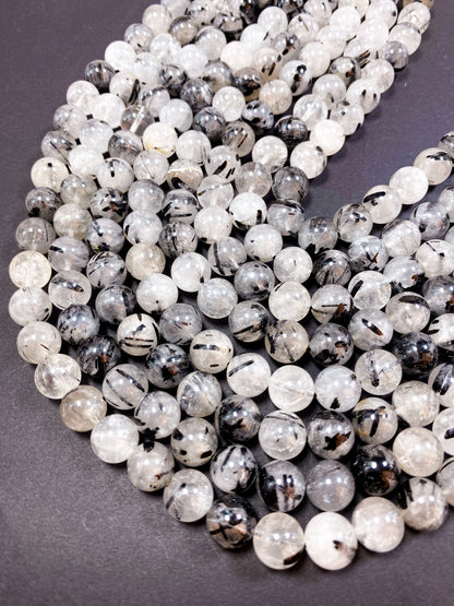 AAA Natural Clear Rutilated Quartz 4-5mm 6mm 8mm 10mm Round Beads, Natural Clear Rutilated Quartz Excellent Quality