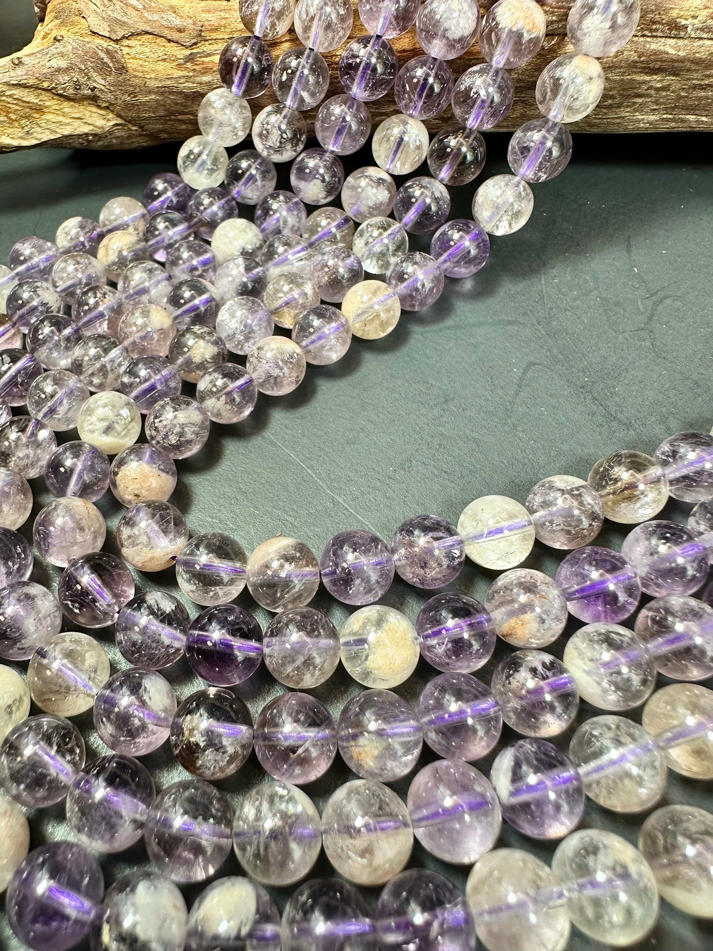 Natural Super 7 Gemstone Bead 6mm 8mm 10mm Round Bead, Beautiful Purple Clear Color Super 7 Gemstone Bead Full Strand 15.5"