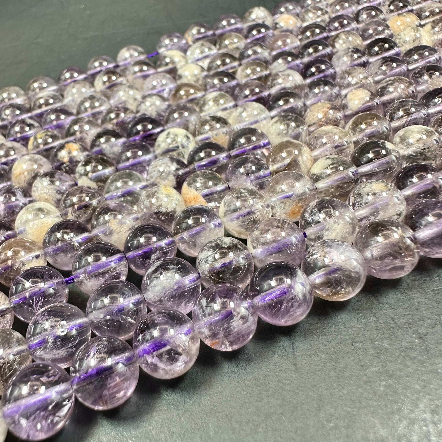 Natural Super 7 Gemstone Bead 6mm 8mm 10mm Round Bead, Beautiful Purple Clear Color Super 7 Gemstone Bead Full Strand 15.5"