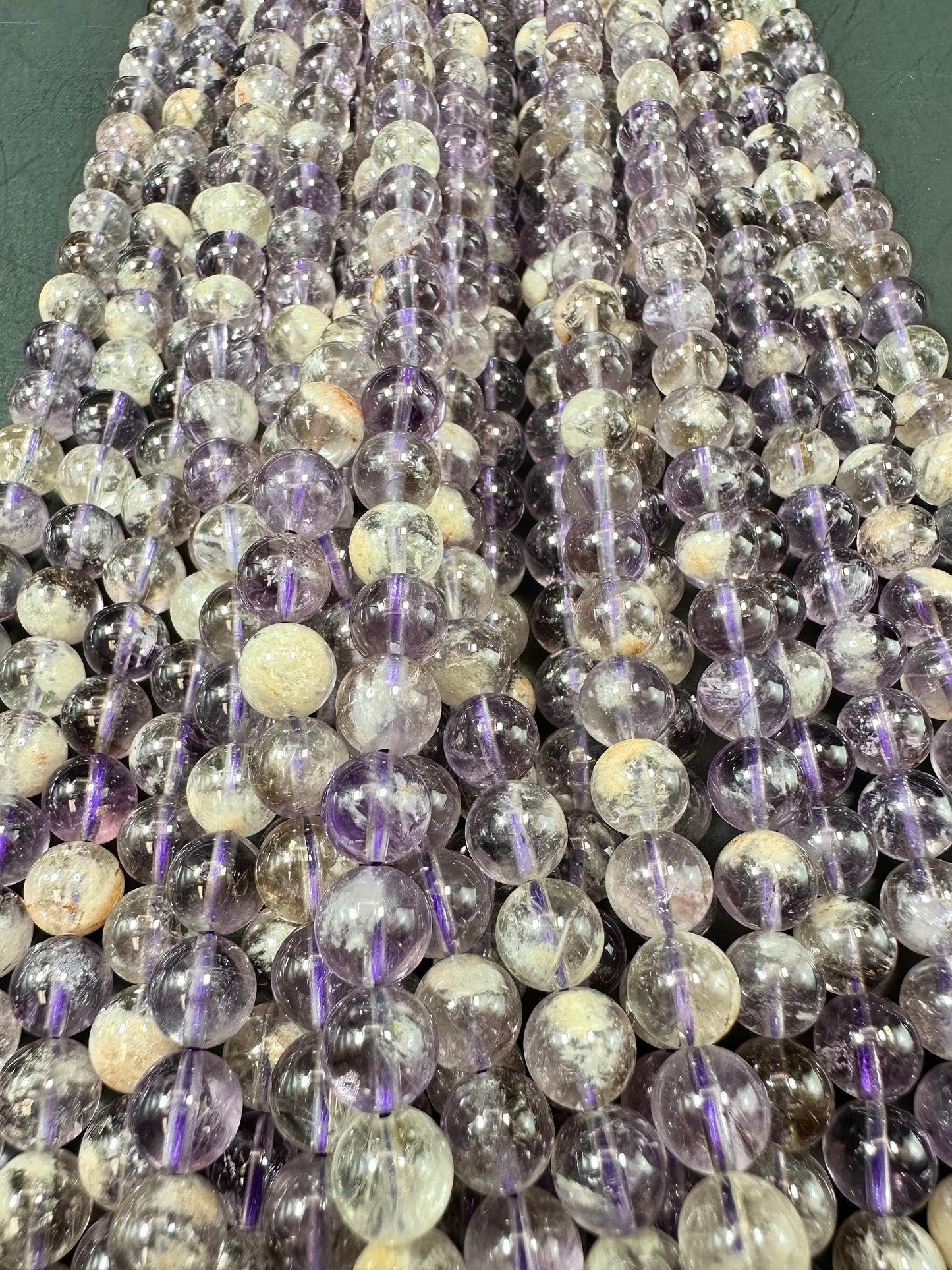 Natural Super 7 Gemstone Bead 6mm 8mm 10mm Round Bead, Beautiful Purple Clear Color Super 7 Gemstone Bead Full Strand 15.5"