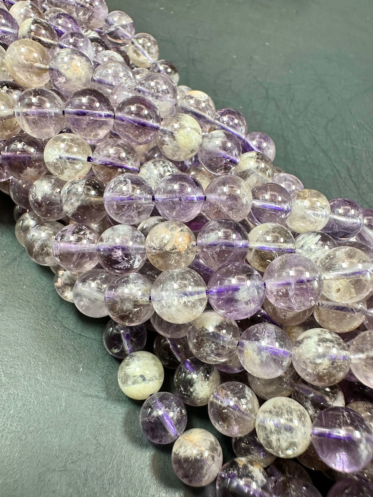 Natural Super 7 Gemstone Bead 6mm 8mm 10mm Round Bead, Beautiful Purple Clear Color Super 7 Gemstone Bead Full Strand 15.5"