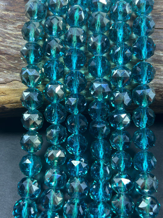 Beautiful Clear Turquoise Mystic Chinese Crystal Glass Bead Faceted 6MM 8MM 10MM Round Bead, Gorgeous Iridescent Clear Great Quality Glass