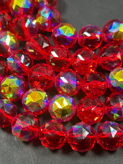 Beautiful Red Mystic Chinese Crystal Glass Bead Faceted 6MM 8MM 10MM Round Bead, Gorgeous Iridescent Clear Great Quality Glass