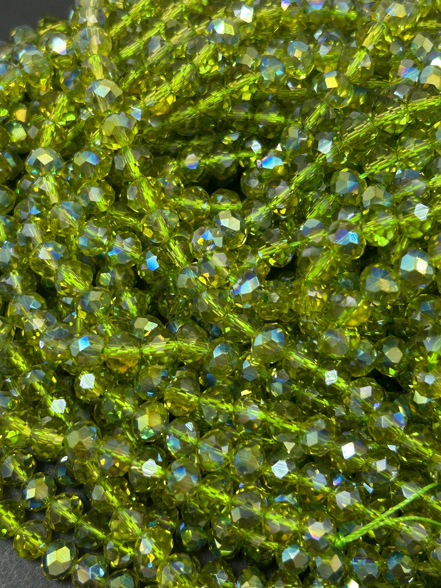 Beautiful Crystal glass bead. Faceted round shape bead. Gorgeous pear green color, high quality crystal bead! Full strand