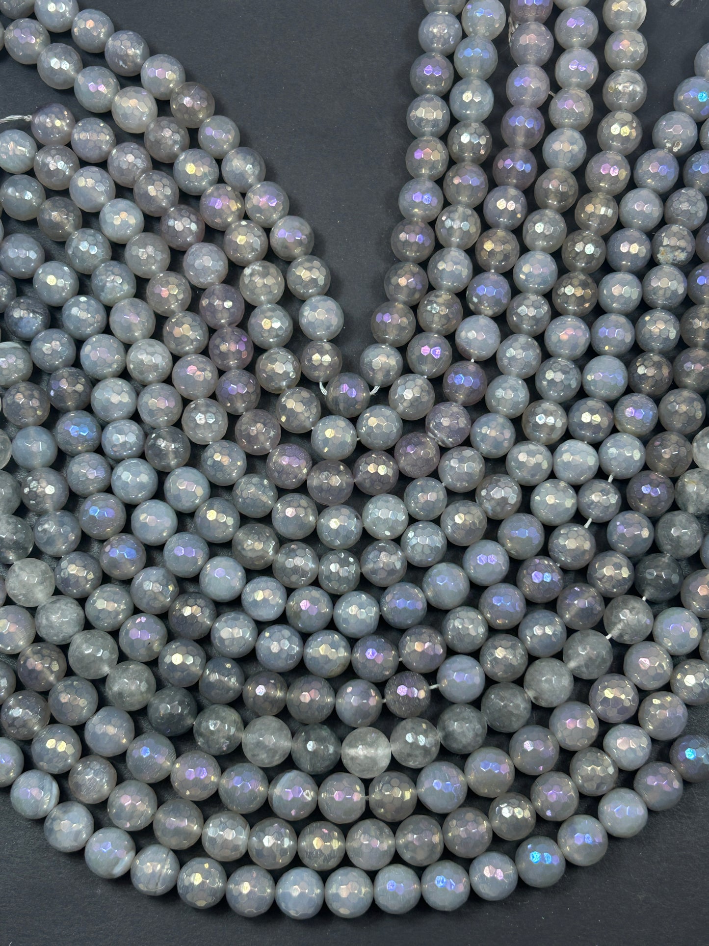 Beautiful Mystic Agate Gemstone Bead Faceted 6mm 8mm 10mm 12mm Round Bead, Beautiful Gray Color Agate Gemstone Bead Full Strand 15.5"