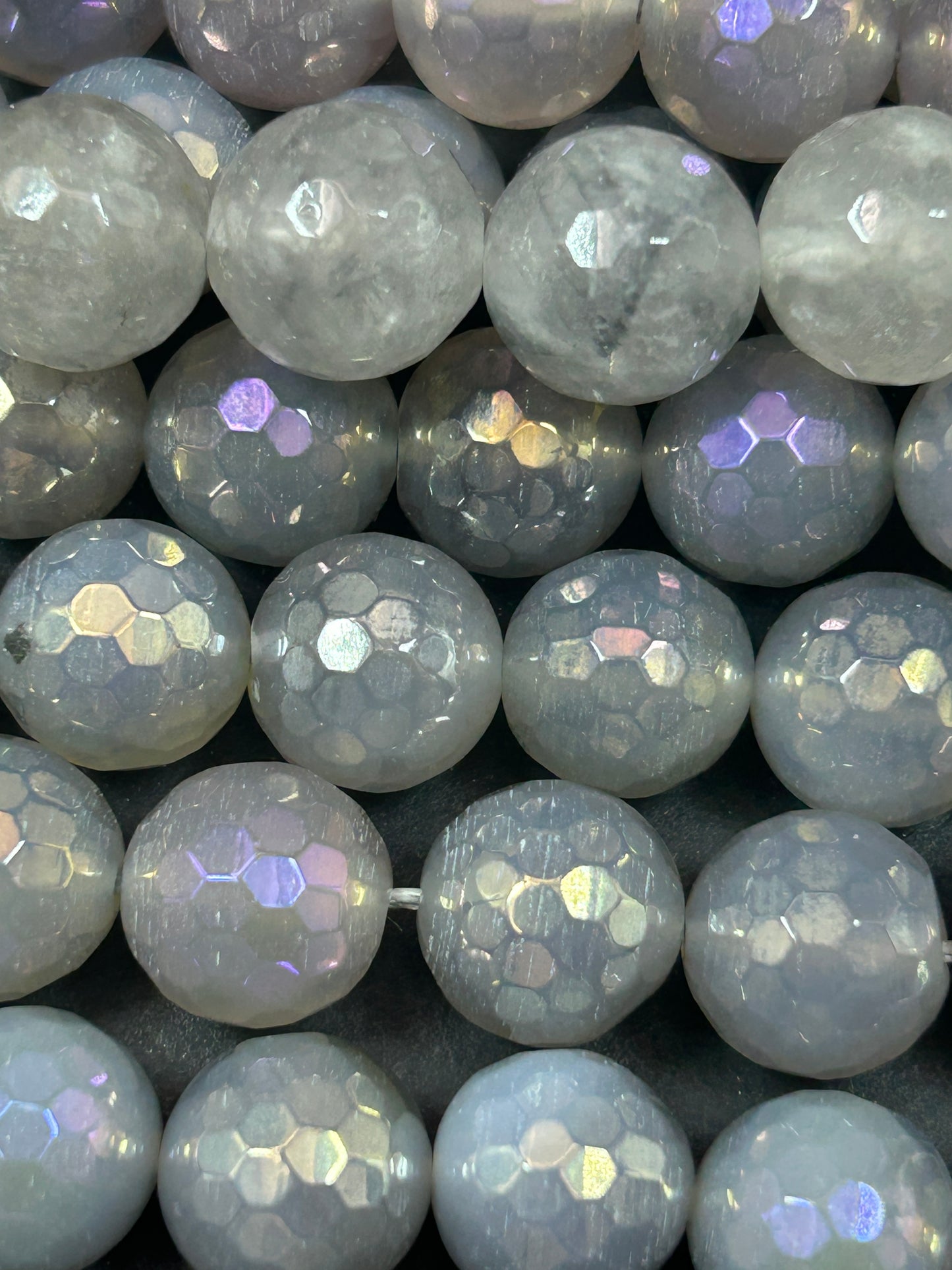 Beautiful Mystic Agate Gemstone Bead Faceted 6mm 8mm 10mm 12mm Round Bead, Beautiful Gray Color Agate Gemstone Bead Full Strand 15.5"