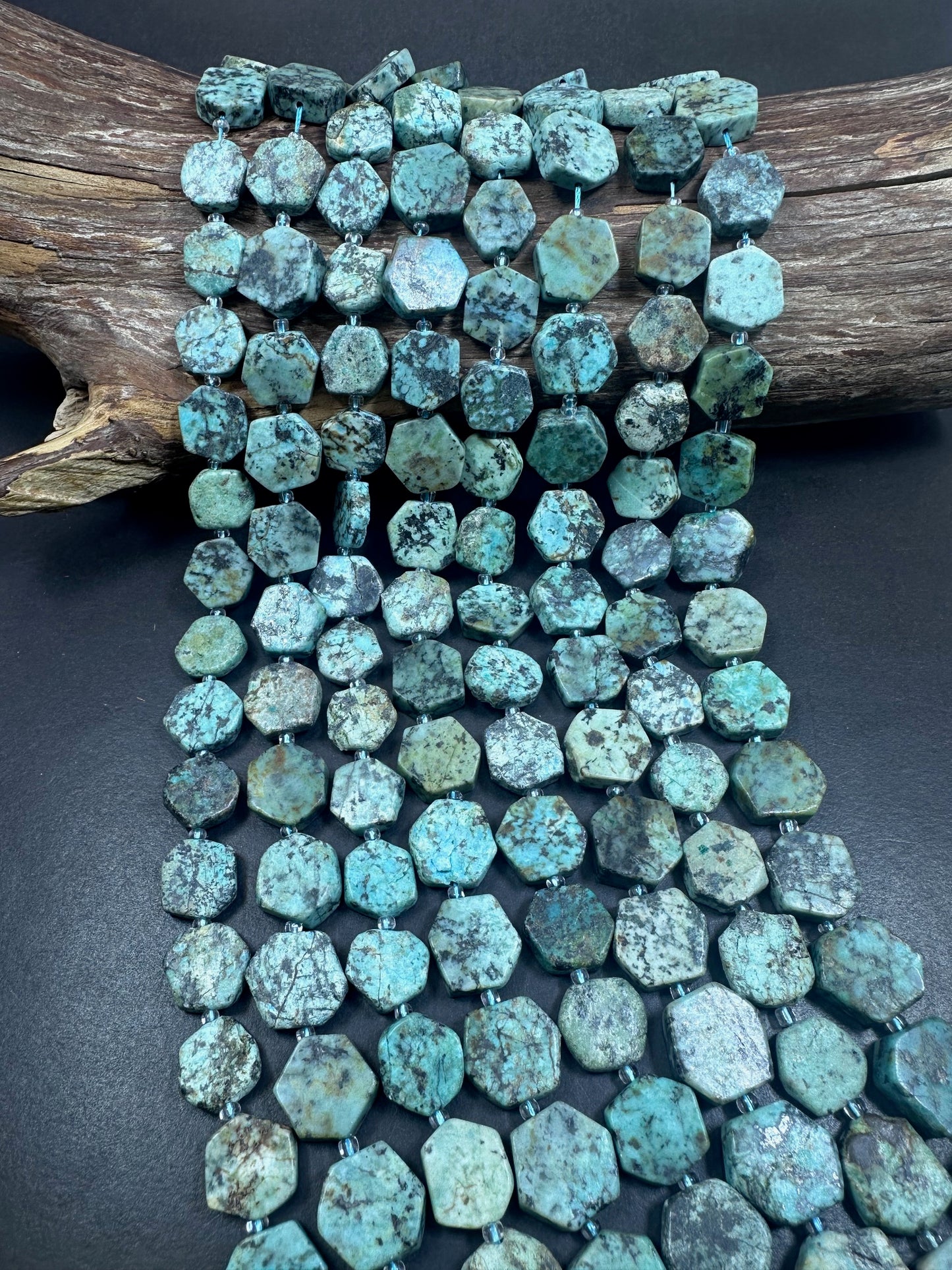 Natural African Turquoise Hexagon Shape 15x15mm, High Quality 15.5"