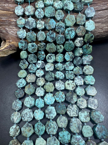 Natural African Turquoise Hexagon Shape 15x15mm, High Quality 15.5"