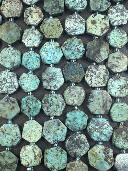 Natural African Turquoise Hexagon Shape 15x15mm, High Quality 15.5"