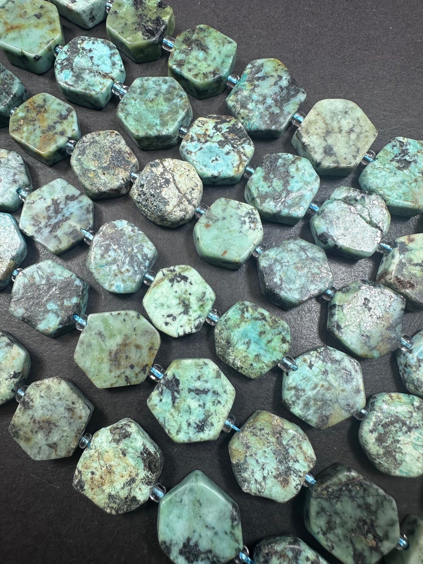 Natural African Turquoise Hexagon Shape 15x15mm, High Quality 15.5"