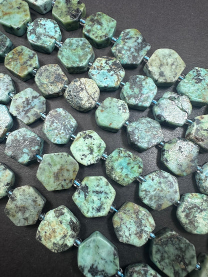 Natural African Turquoise Hexagon Shape 15x15mm, High Quality 15.5"