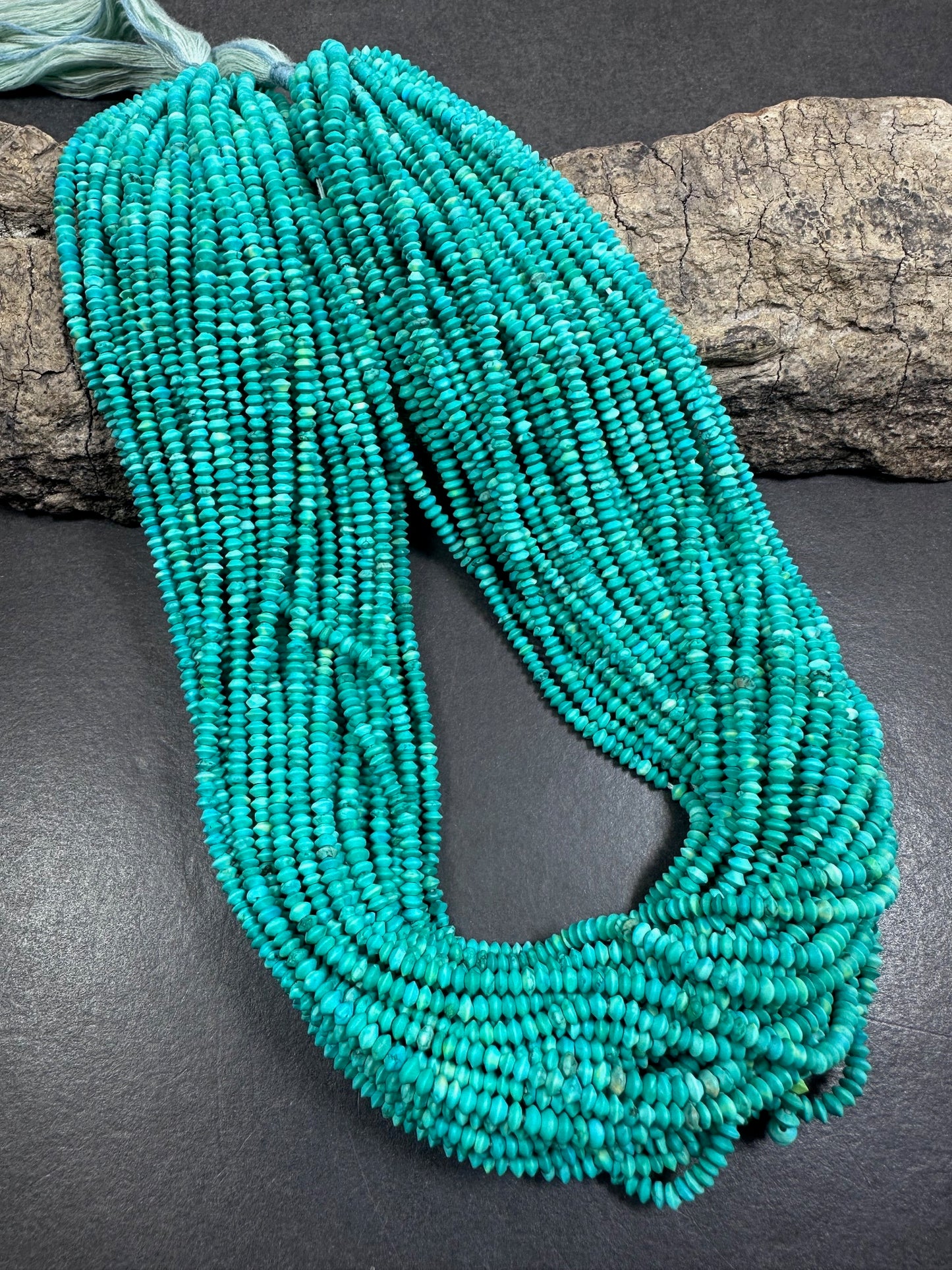 Natural Blue Turquoise Rondelle Diamond Smooth Shape Beads 3mm, Beautiful Blue Color Great Quality 15.5"