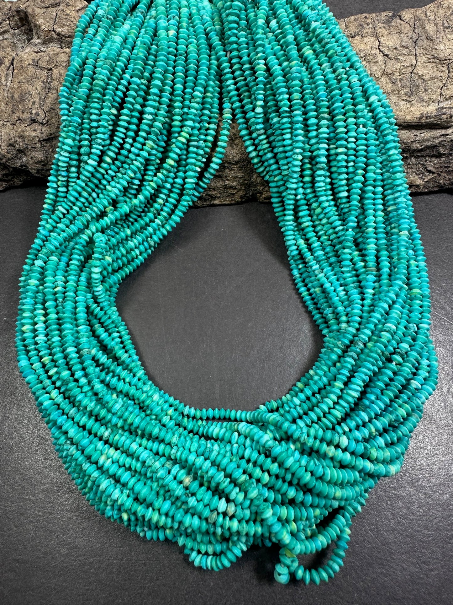 Natural Blue Turquoise Rondelle Diamond Smooth Shape Beads 3mm, Beautiful Blue Color Great Quality 15.5"
