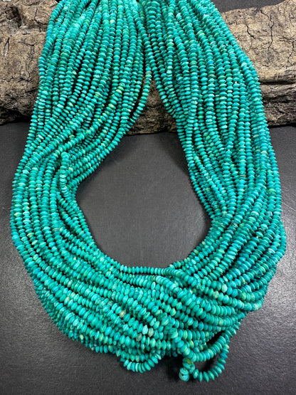Natural Blue Turquoise Rondelle Diamond Smooth Shape Beads 3mm, Beautiful Blue Color Great Quality 15.5"
