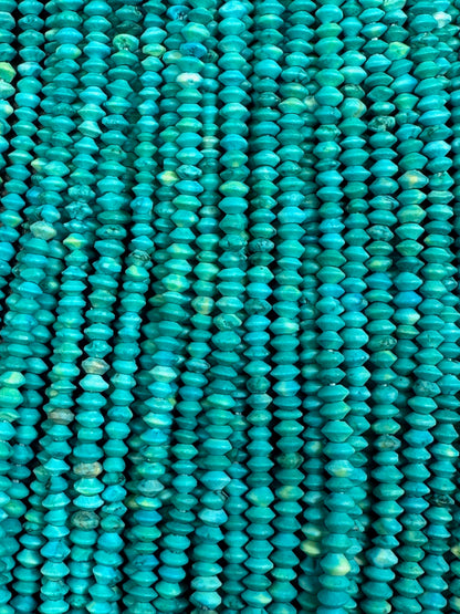Natural Blue Turquoise Rondelle Diamond Smooth Shape Beads 3mm, Beautiful Blue Color Great Quality 15.5"