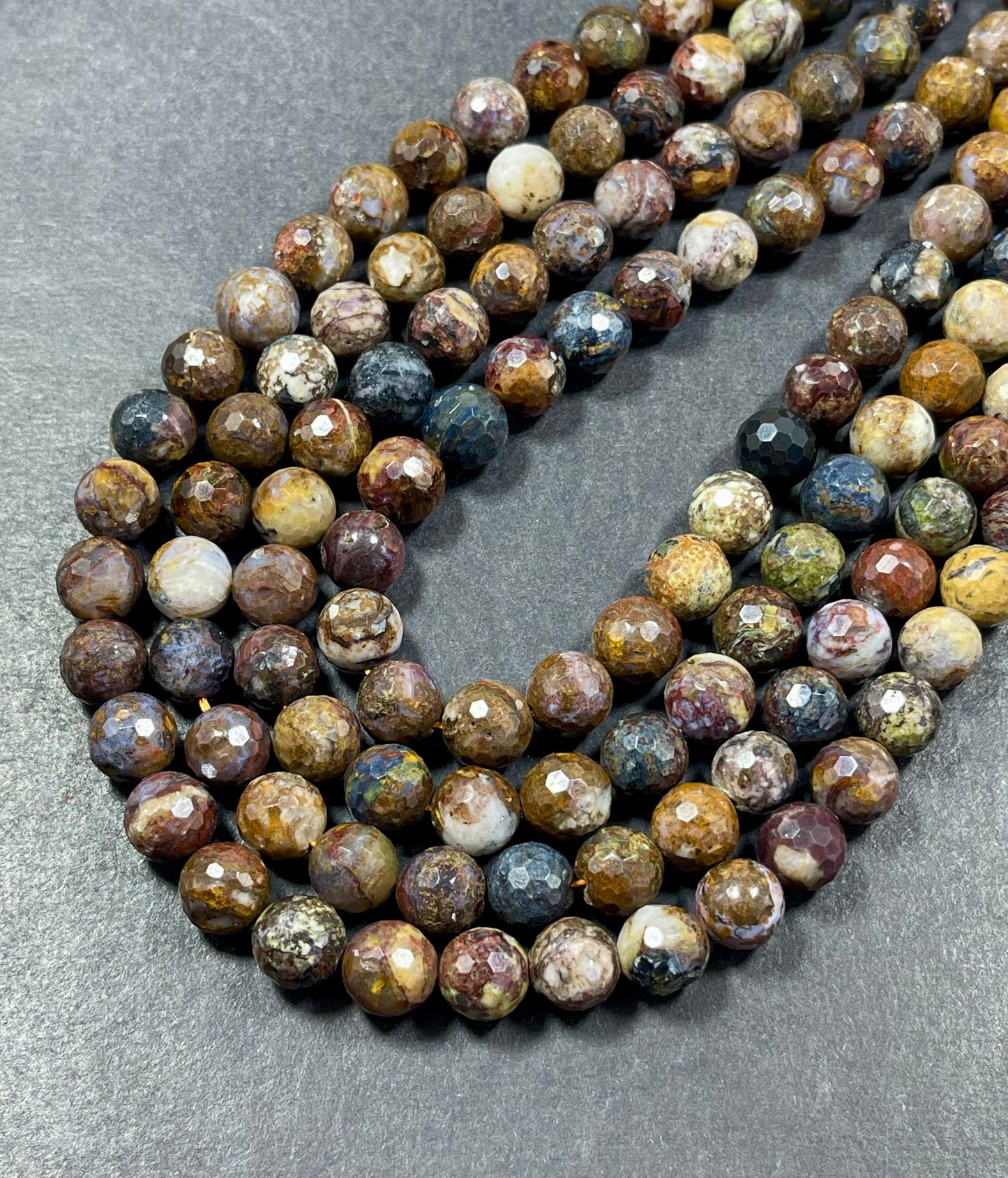 AAA natural Pietersite gemstone bead. Faceted 6mm 8mm 10mm  12mm round bead. Gorgeous natural brown blue orange color gemstone bead