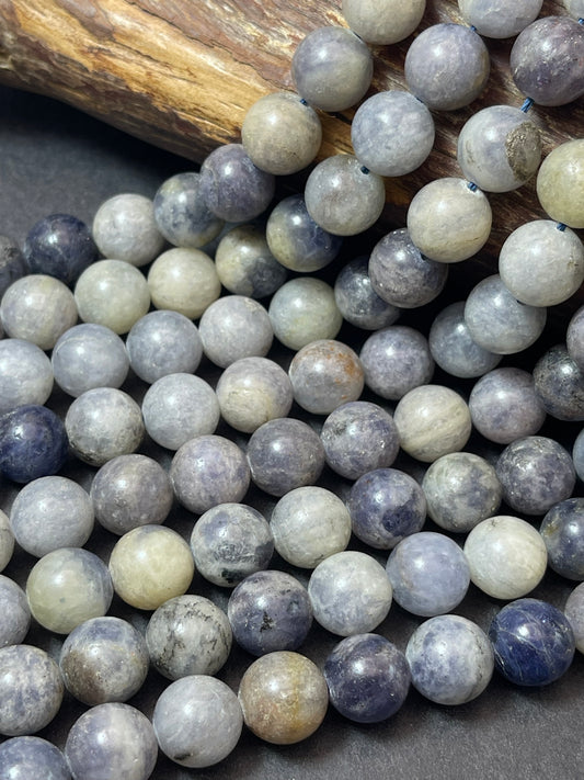 Natural iolite gemstone bead. 6mm 8mm 10mm round bead. Gorgeous natural gray purple blue color. Iolite gemstone bead. Loose bead!